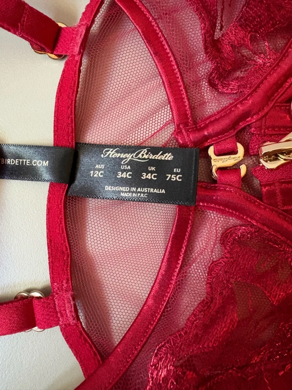 Honey Birdette Red Bustier 34C - Picture 4 of 6